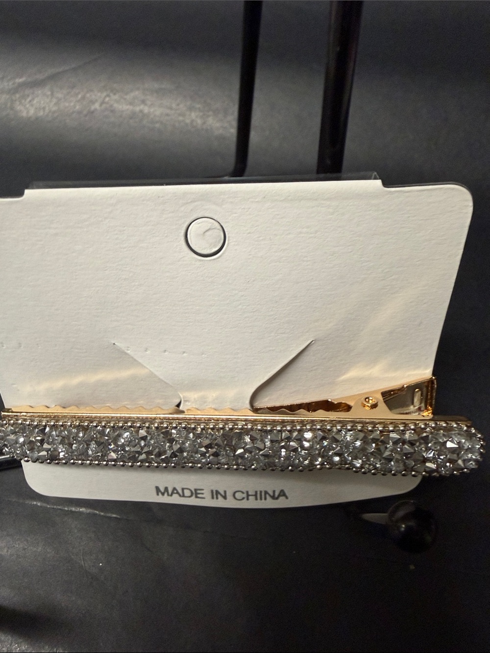 Gold Crystal Embellished Barrette - Silver Crystals
